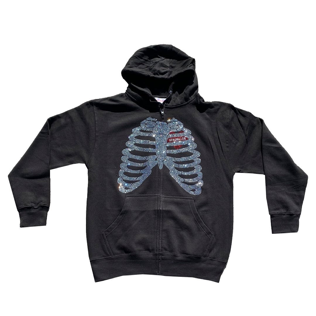 Versailles Original Rib Cage Rhinestone Zip-Up