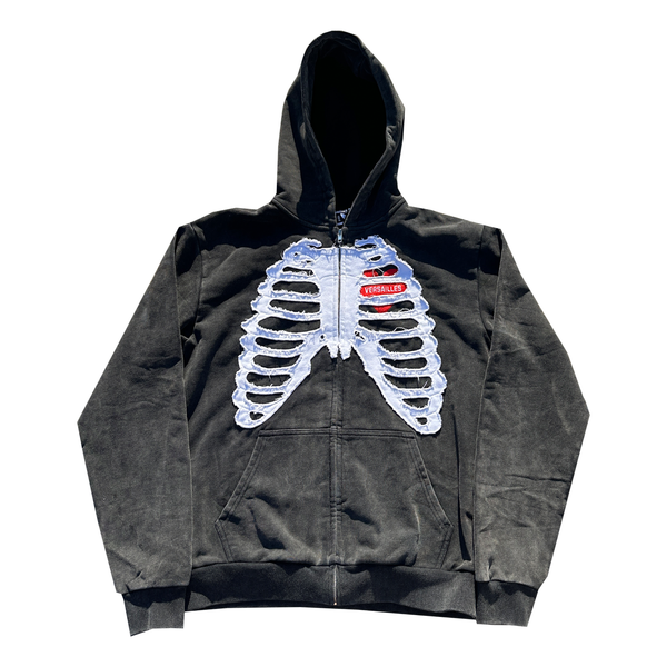 Versailles Stoned Skelly Black Zip-Up