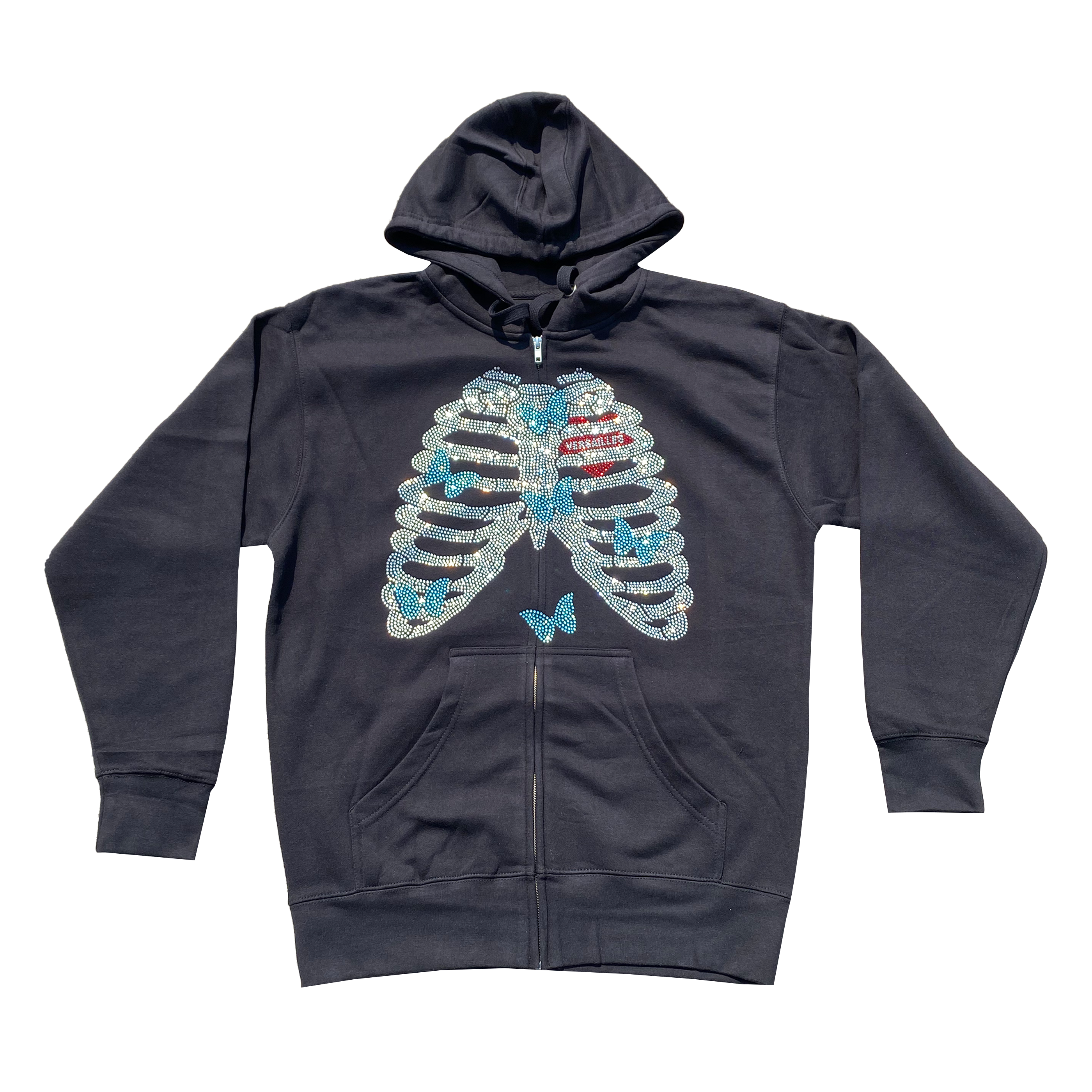 Versailles 'Butterfly Effect' Rib Cage Rhinestone Zip-Up