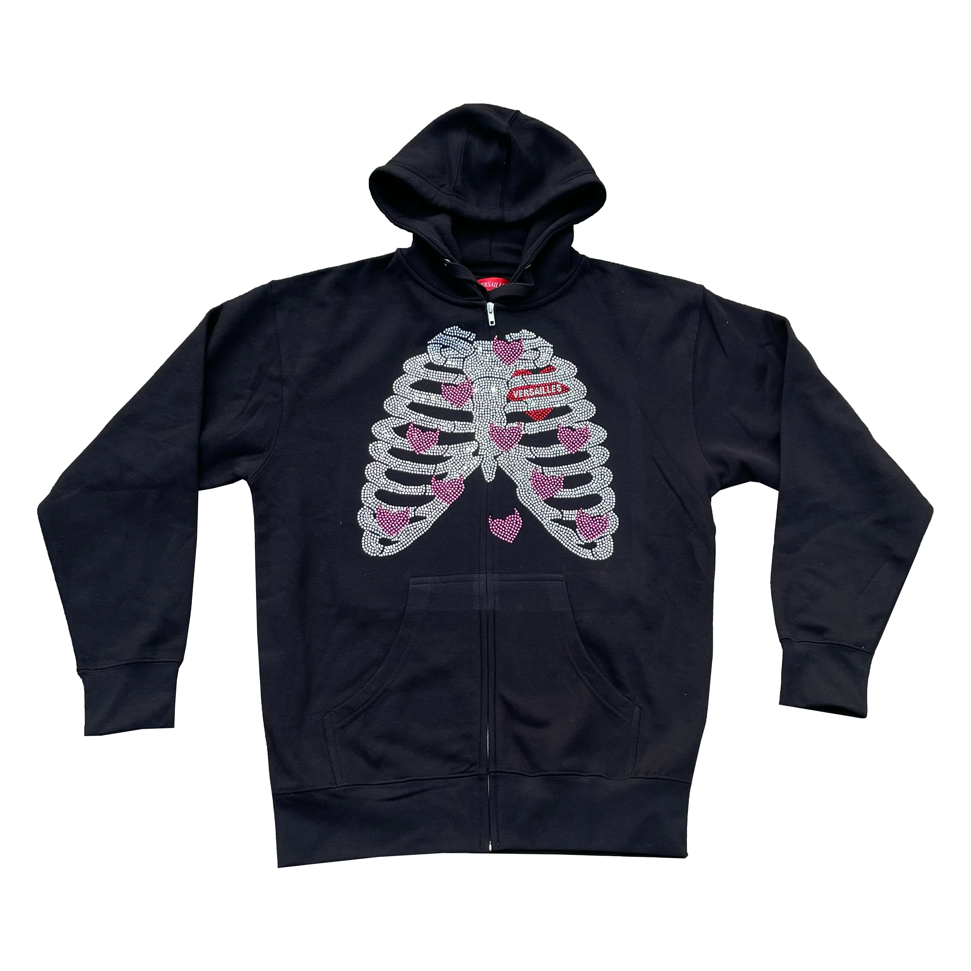 Versailles 'Evil Hearts' Rib Cage Rhinestone Zip-Up