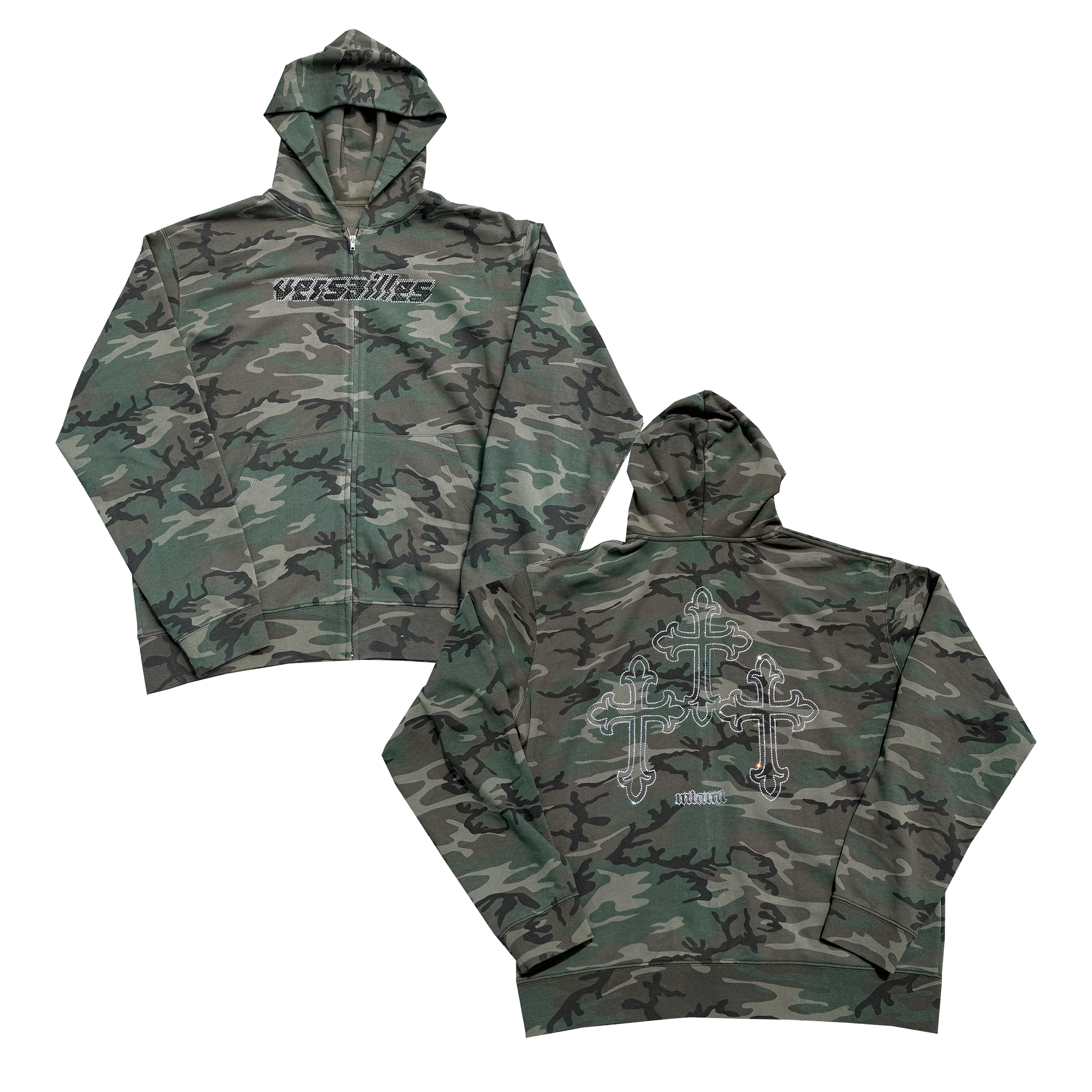 Versailles Miami Camo Rhinestone Cross Zip-Up