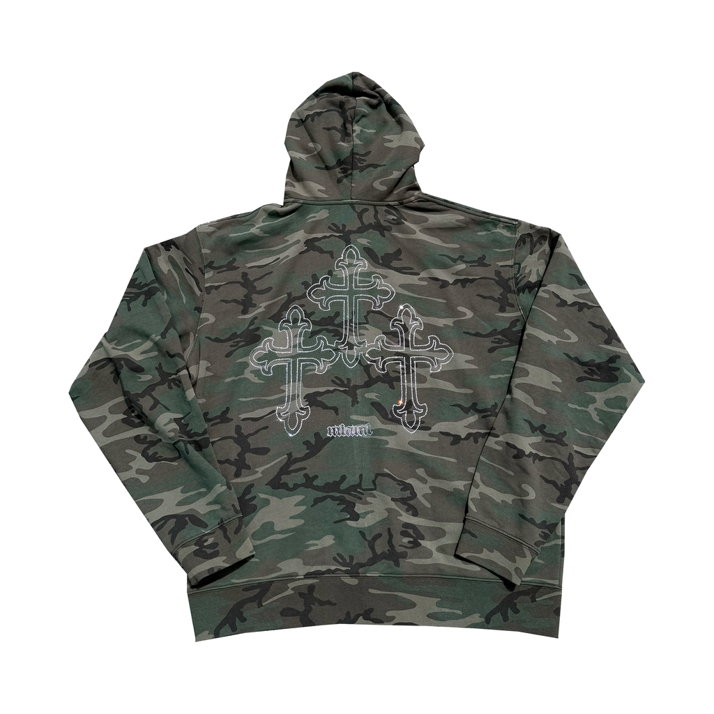 Versailles Miami Camo Rhinestone Cross Zip-Up